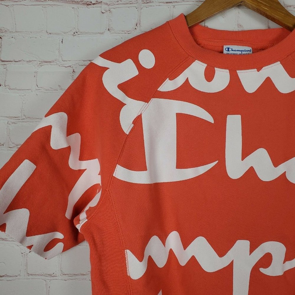 Champion Unisex S Reverse Weave All Over Print Short Sleeve Fleece Sweatshirt - Picture 11 of 12